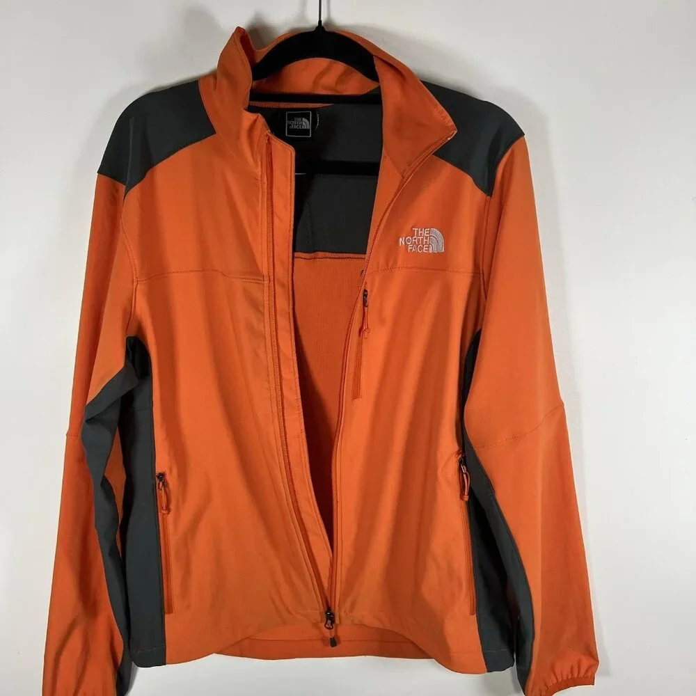The North Face Softshell Full Zip Jacket Size medium Orange Dark Grey Outdoor